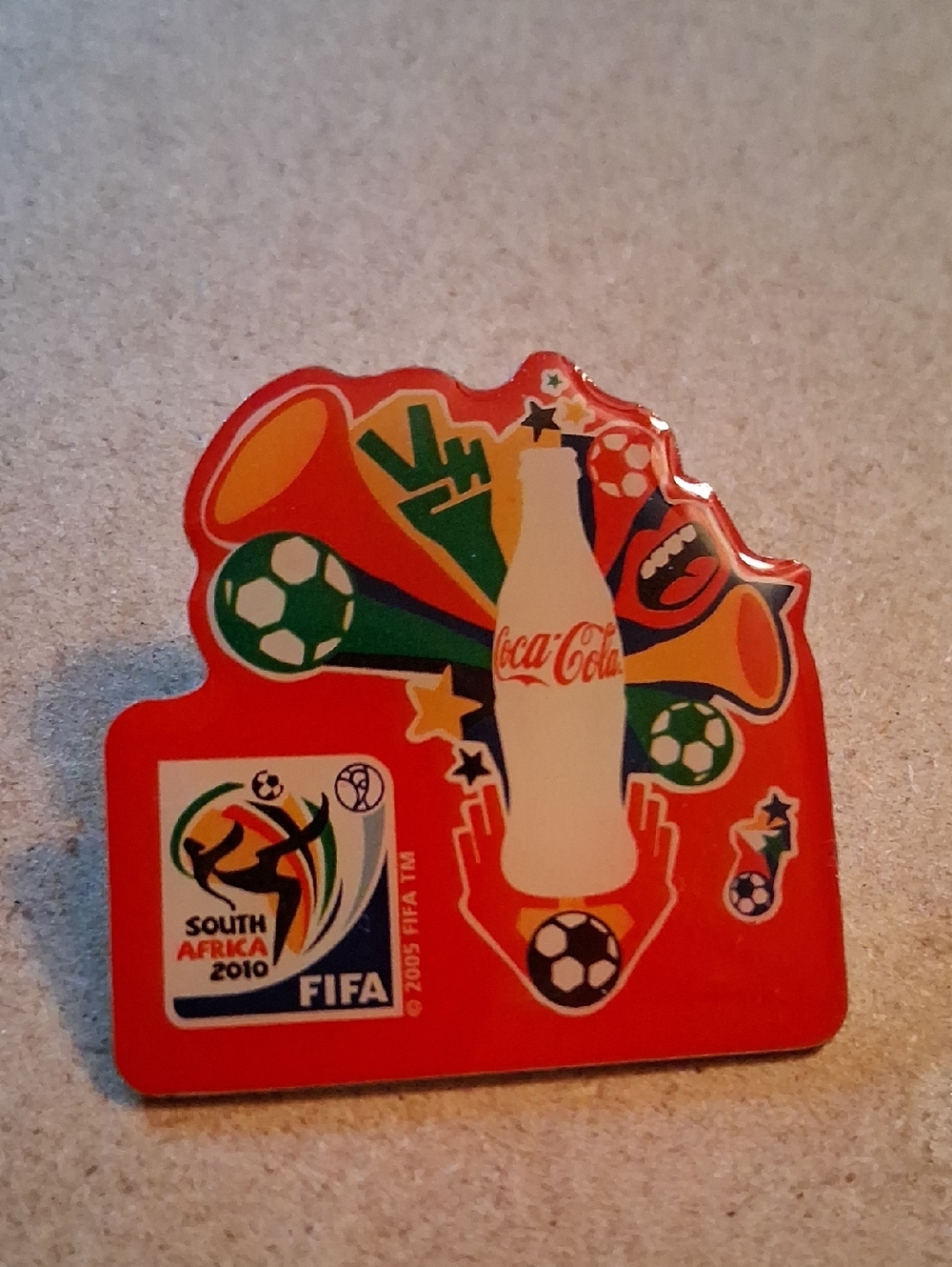 Coca-Cola Red, White and Green FIFA 2010 Soccer Bottle Pin